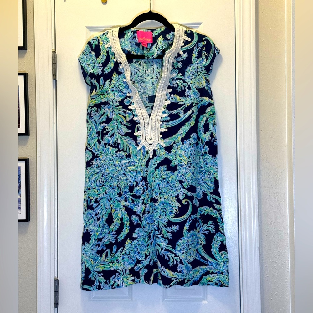 LILLY PULITZER Madia Tunic High Tide Navy Scuba Doo EUC Size Medium EUC - Picture 3 of 9